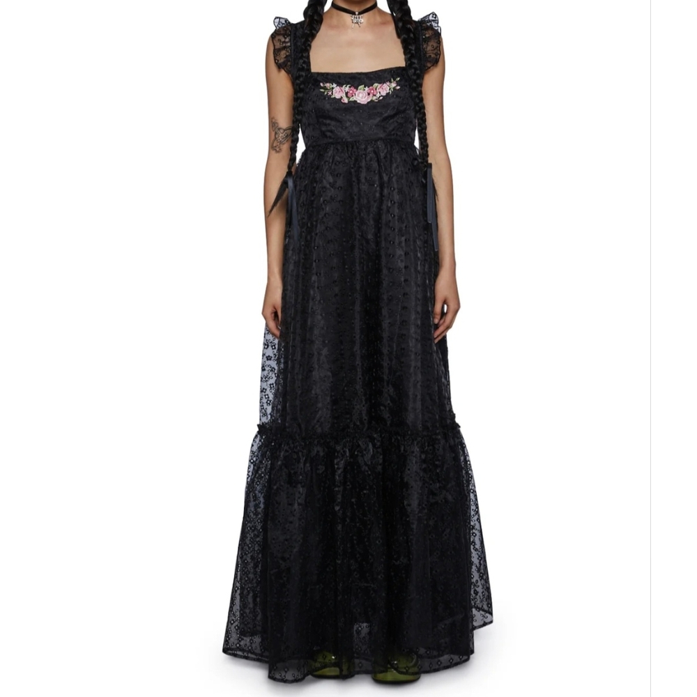 dELiA*s Dolls Kill Black Embroidered Floral Maxi Dress - Picture 8 of 10